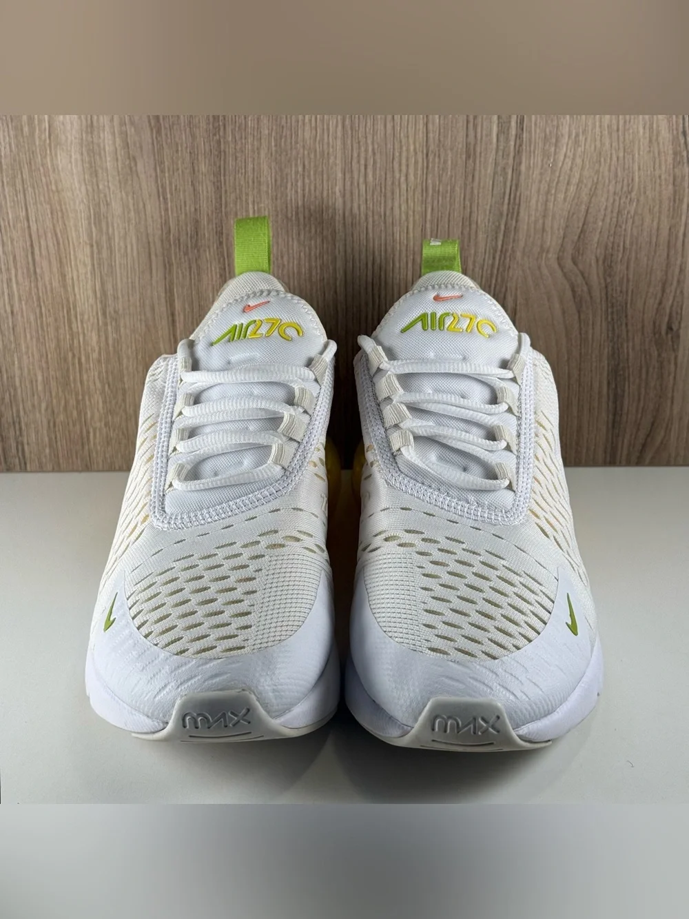 Nike Air Max 270 White Yellow Strike Shoes DV2184-100 Women’s Size 8